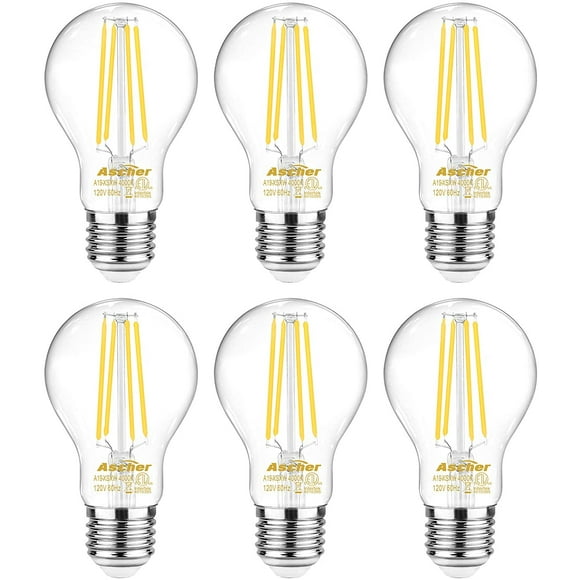 8 Pack Clear Daylight Dimmable | TCP RFVA6050DCL8 LED Filament Light Bulbs 60 Watt Equivalent Classic A19 Full Glass 8 Count 